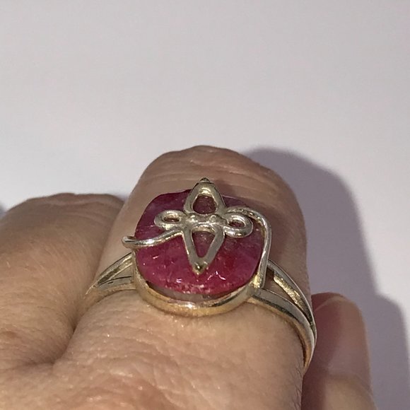 Sterling Silver Faceted Natural Ruby Ring Size, 7 1/2 - Picture 9 of 9